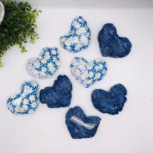 Lot of 8 Hearts Bowl Fillers Coffee Table Island Blue Daisy Mix Cottage 4.5x4 In